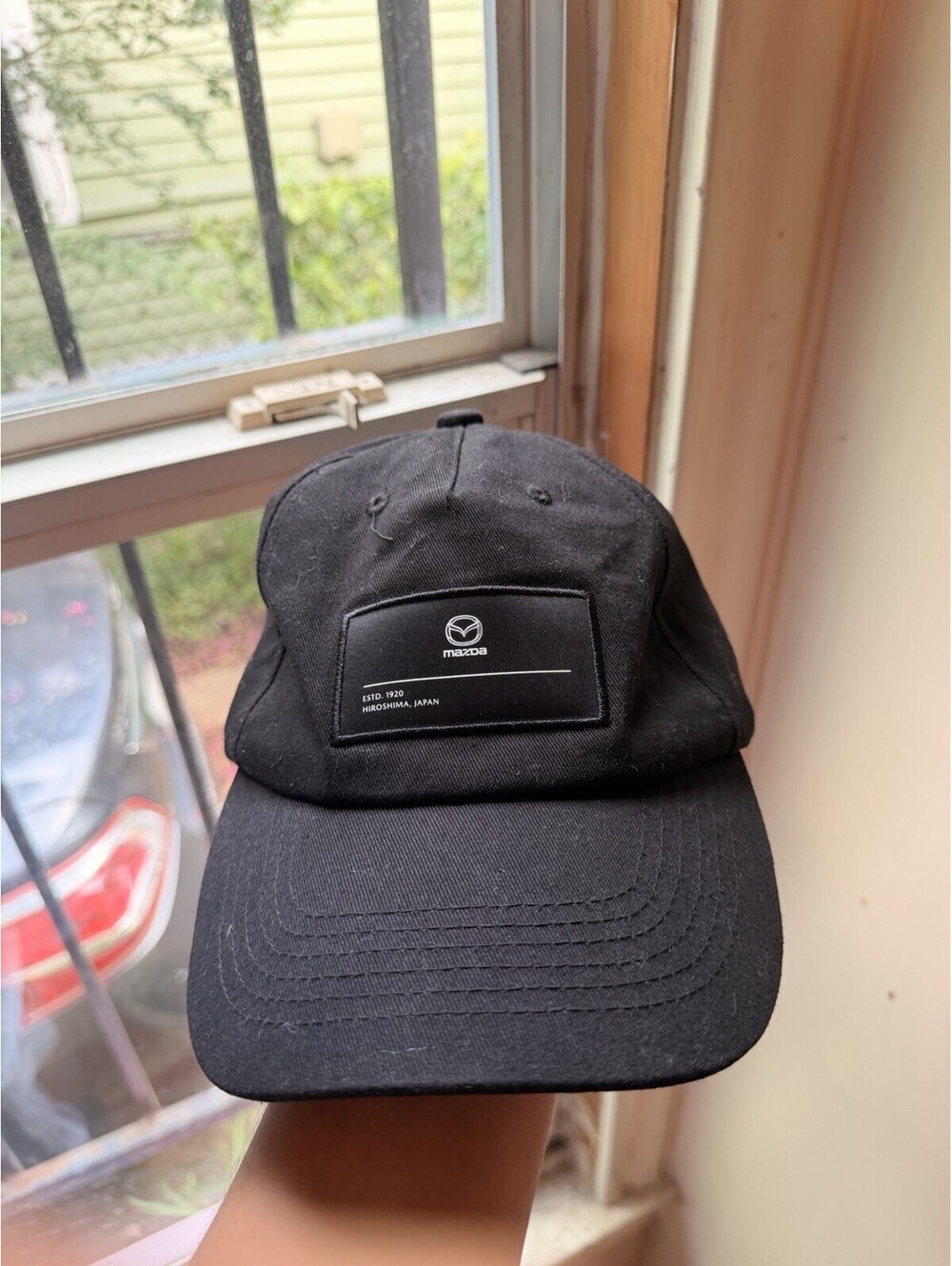 Mazda Dad Hat Black Logo Patch Strapback Baseball Cap Hiroshima Japan
